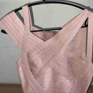 Herve Leger Blush Pink Bandage Dress with Signature Tag